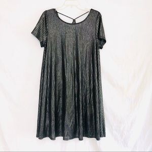 She + Sky Metallic Ribbed Swing Dress